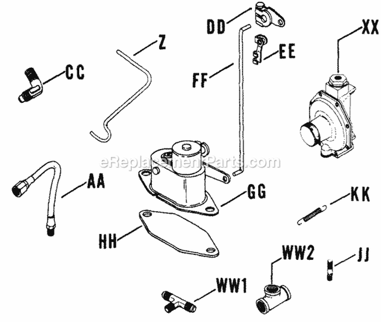 Page J Diagram and Parts List for K662-3971  Kohler Engine