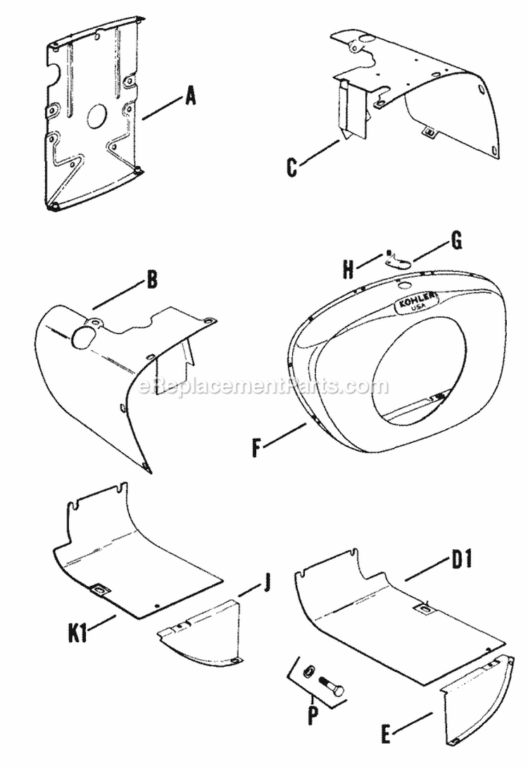 Page A Diagram and Parts List for K662-3971  Kohler Engine