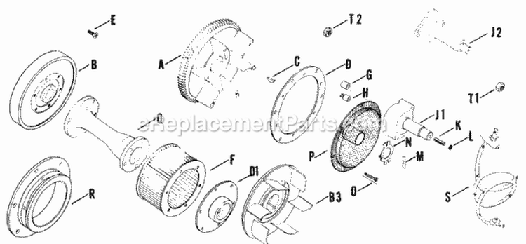 Page T Diagram and Parts List for K662-3971  Kohler Engine