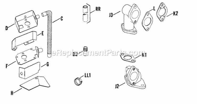 Page H Diagram and Parts List for K662-3971  Kohler Engine