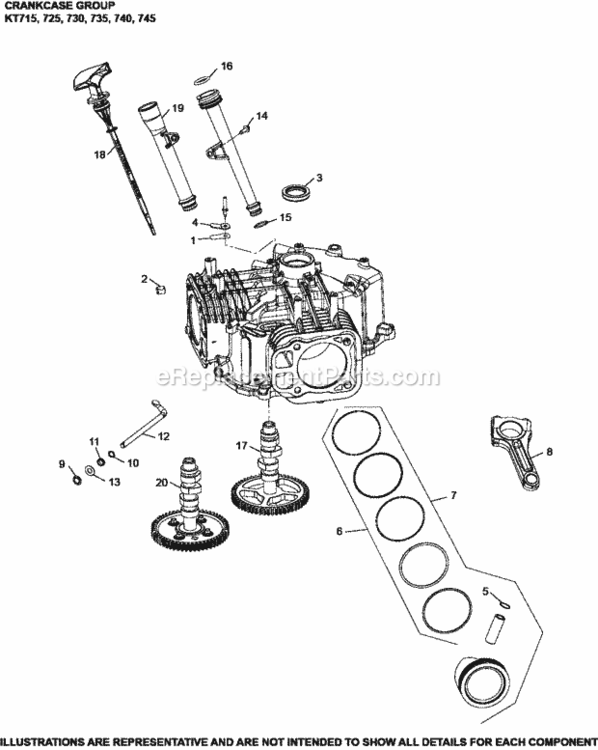 Crankcase_Group_2-32-18_Kt Diagram and Parts List for KT715-3024  Kohler Engine