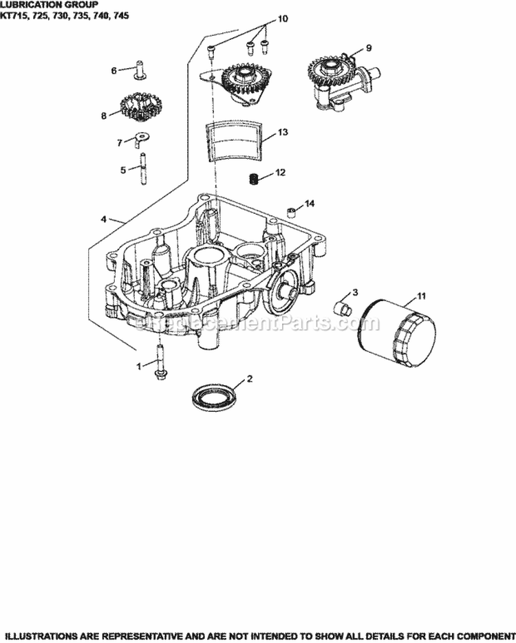 Page K Diagram and Parts List for KT725-3023  Kohler Engine