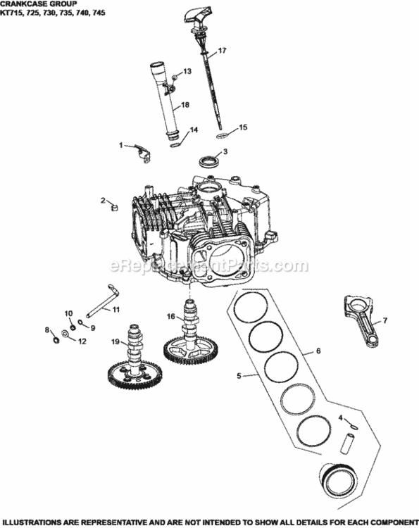 Crankcase_Group_2-32-15_Kt Diagram and Parts List for KT740-3030  Kohler Engine