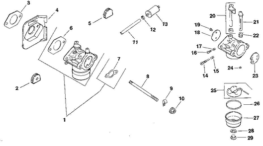 Fuel System Diagram and Parts List for CV125S-1247  Kohler Engine