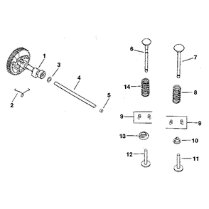 Group 4 Camshaft And Valves Diagram and Parts List for MV8-301500TO301532  Kohler Engine