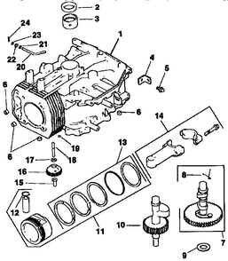 Crankcase Diagram and Parts List for CV14S-PS1451  Kohler Engine