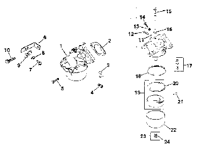 Group 5 carburetor Diagram and Parts List for MV8-301500  Kohler Engine