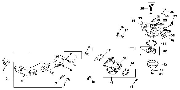 Carburetor Diagram and Parts List for MV18S-58556  Kohler Engine