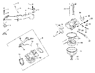 Carburetor Diagram and Parts List for MV18S-24665  Kohler Engine