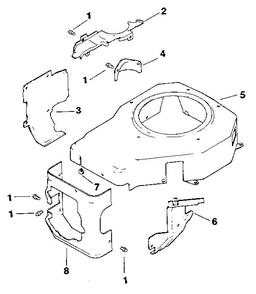 Blower Housing And Baffles Diagram and Parts List for CV125S-1247  Kohler Engine