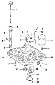 Oil Pan/Lubrication Diagram and Parts List for CV125S-1247  Kohler Engine