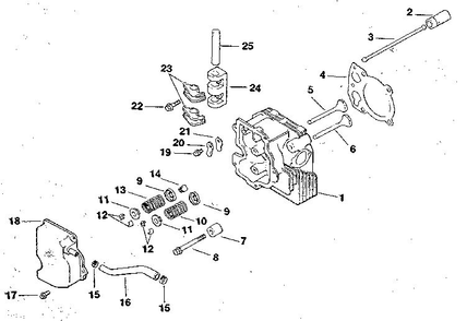 Cylinder Head/Valve/Breather Diagram and Parts List for CV125S-1247  Kohler Engine