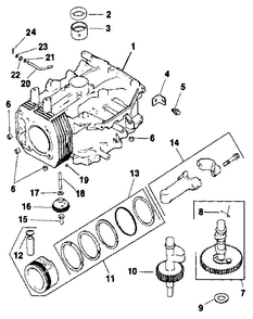 Crankcase Diagram and Parts List for CV14S-PS1452  Kohler Engine