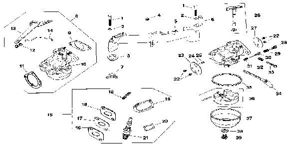 Carburetor Diagram and Parts List for M20QS-49622  Kohler Engine