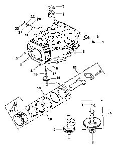 Crankcase Diagram and Parts List for CV125S-1438  Kohler Engine