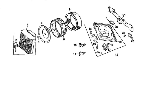 Air Intake Diagram and Parts List for CV22S-67527  Kohler Engine