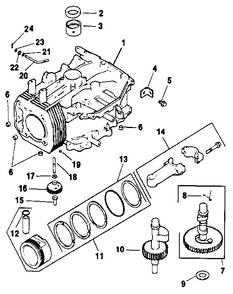 Crankcase Diagram and Parts List for CV14S-1451  Kohler Engine