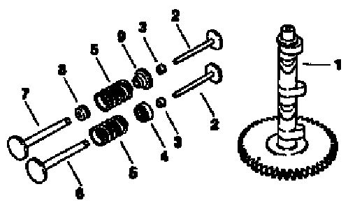 Camshaft and valves Diagram and Parts List for MV205-57527  Kohler Engine