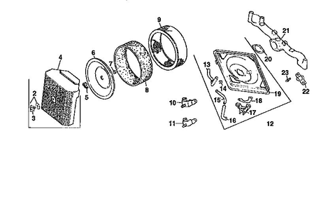 Air Intake Diagram and Parts List for CV22S-67529  Kohler Engine