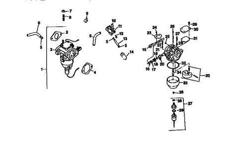 Fuel System Diagram and Parts List for CV22S-67515  Kohler Engine