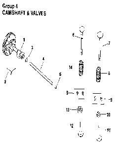 Camshaft & valves Diagram and Parts List for M8ST-301609  Kohler Engine