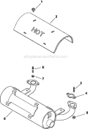 Exhaust Diagram and Parts List for CV23-75543  Kohler Engine