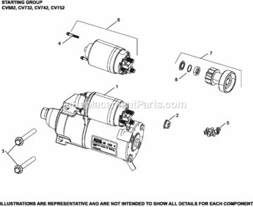 Starting_Group7-24-5_Cv682-752 Diagram and Parts List for CV742-3022  Kohler Engine