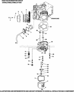 HeadValveBreather_Cv940-1000 Diagram and Parts List for CV980-0010  Kohler Engine