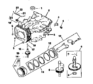 Crankcase Diagram and Parts List for CV15S-41566  Kohler Engine