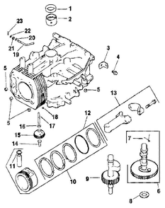 Crankcase Diagram and Parts List for CV14S-1445  Kohler Engine