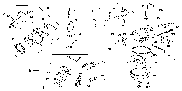 Carburetor Diagram and Parts List for M20QS-49634  Kohler Engine