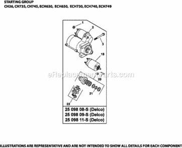 Starting_Group_7-24-32_Ech630-749 Diagram and Parts List for ECH630-3004  Kohler Engine