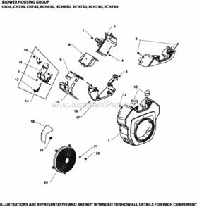 Blower_Housing_Group_6-24-540_Ech630-749 Diagram and Parts List for ECH740-3028  Kohler Engine