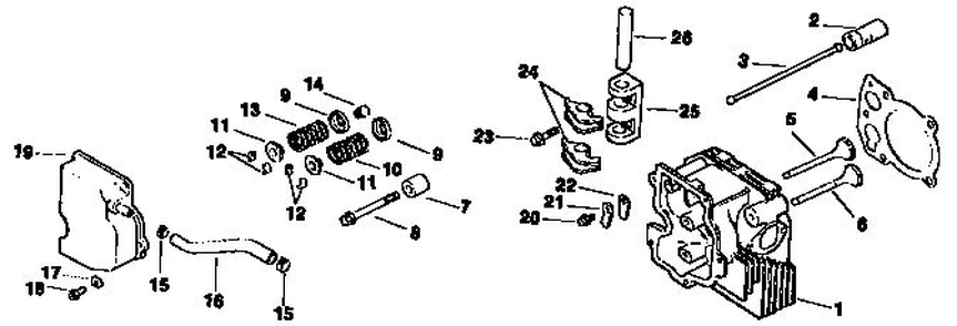 Cylinder Head, Valve And Breather Diagram and Parts List for CV14S-PS1451  Kohler Engine