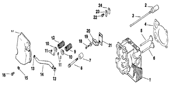 Cylinder Head, Valve And Breather Diagram and Parts List for CV14S-PS1452  Kohler Engine