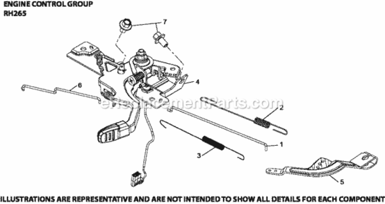 Engine_Controls_Group_Rh265-3101_Rh265 Diagram and Parts List for RH265-3101  Kohler Engine