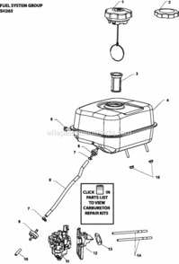 Fuel_System_Group_Sh265-3117_Sh265 Diagram and Parts List for SH265-3117  Kohler Engine