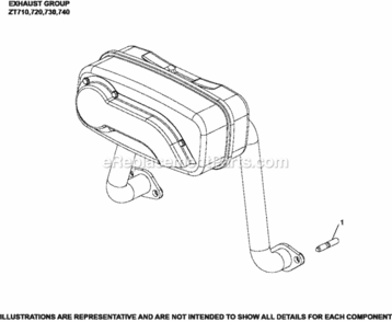 Exhaust_Group_11-32-12_Zt Diagram and Parts List for ZT740-3018  Kohler Engine
