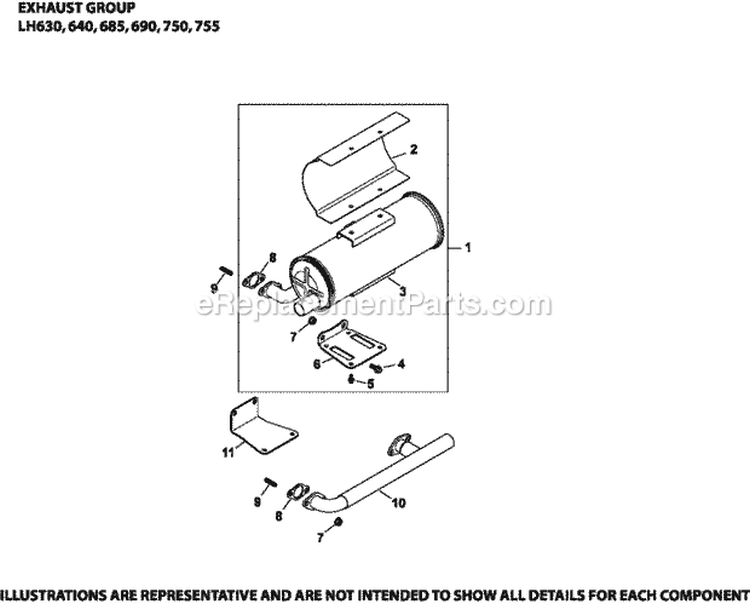 Page J Diagram and Parts List for LH690-0016  Kohler Engine