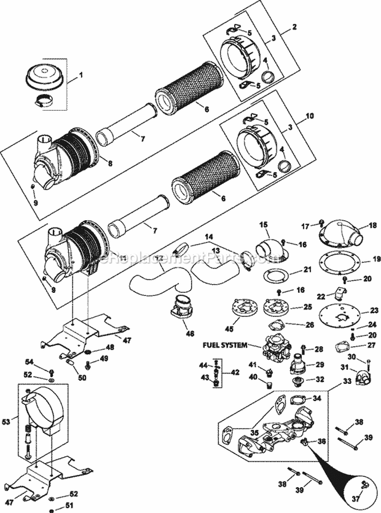 Page A Diagram and Parts List for LH640-3001  Kohler Engine