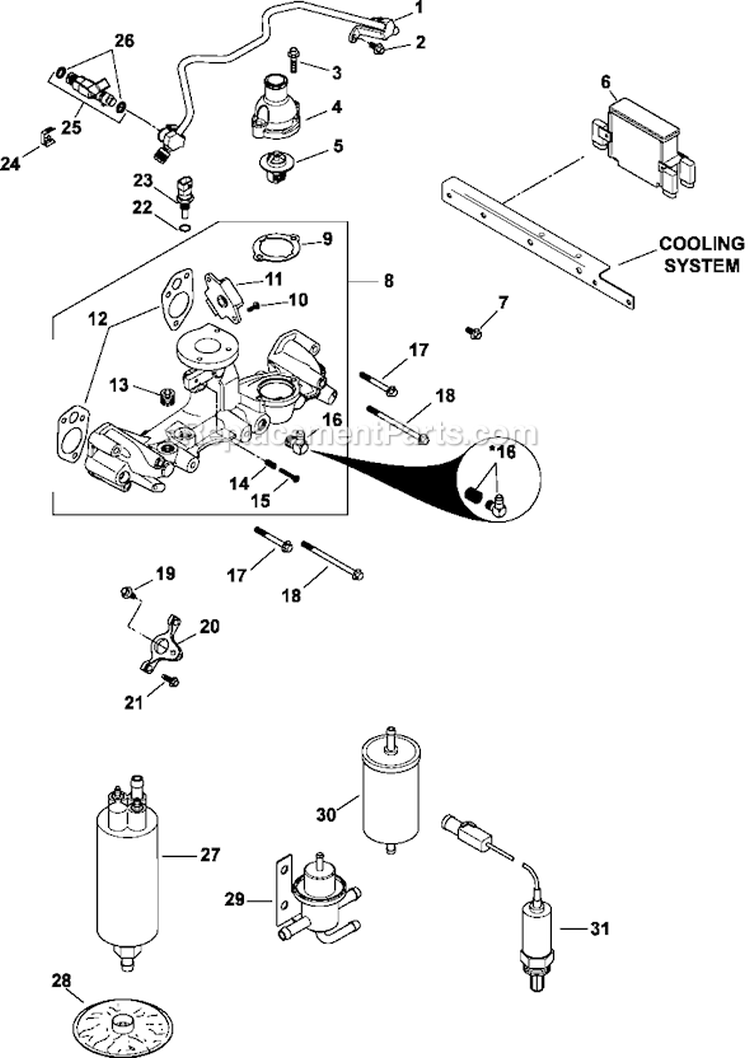 Page H Diagram and Parts List for LH775-0016  Kohler Engine