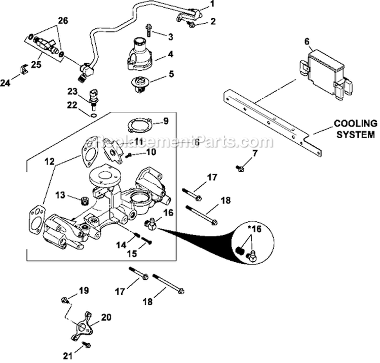 Page E Diagram and Parts List for LH775-0020  Kohler Engine