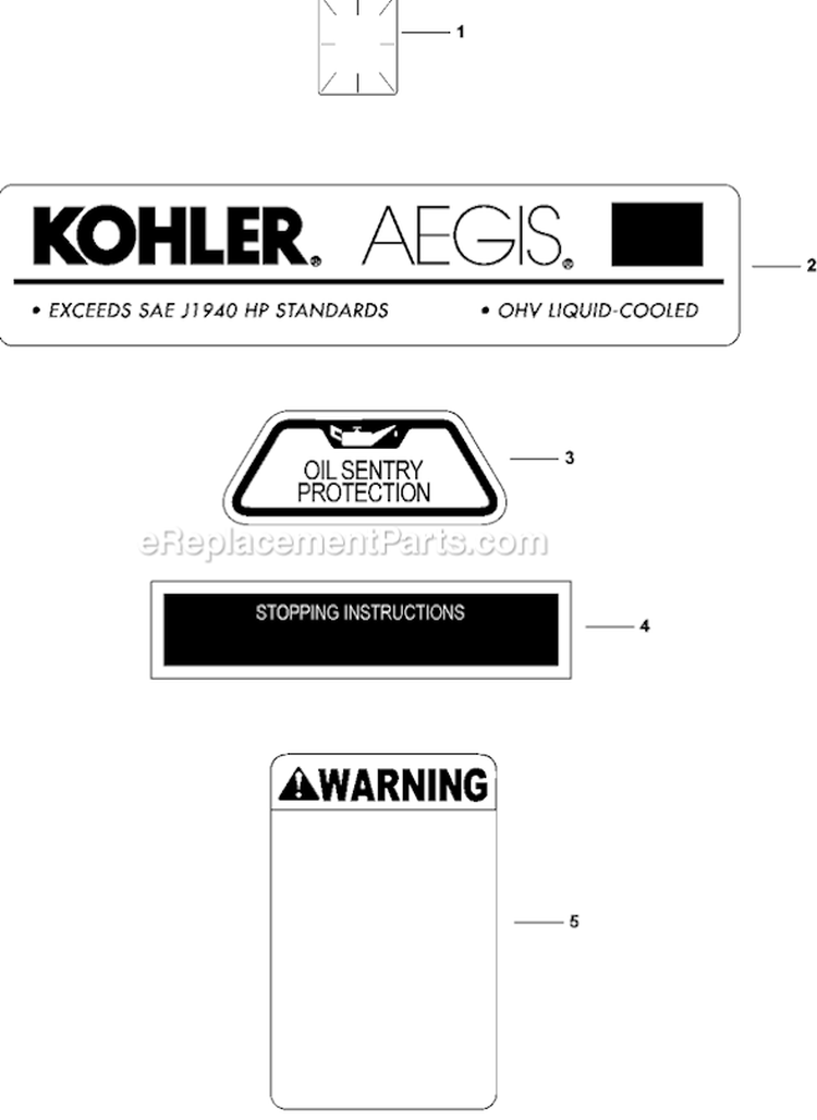 Page F Diagram and Parts List for LV680-0002  Kohler Engine