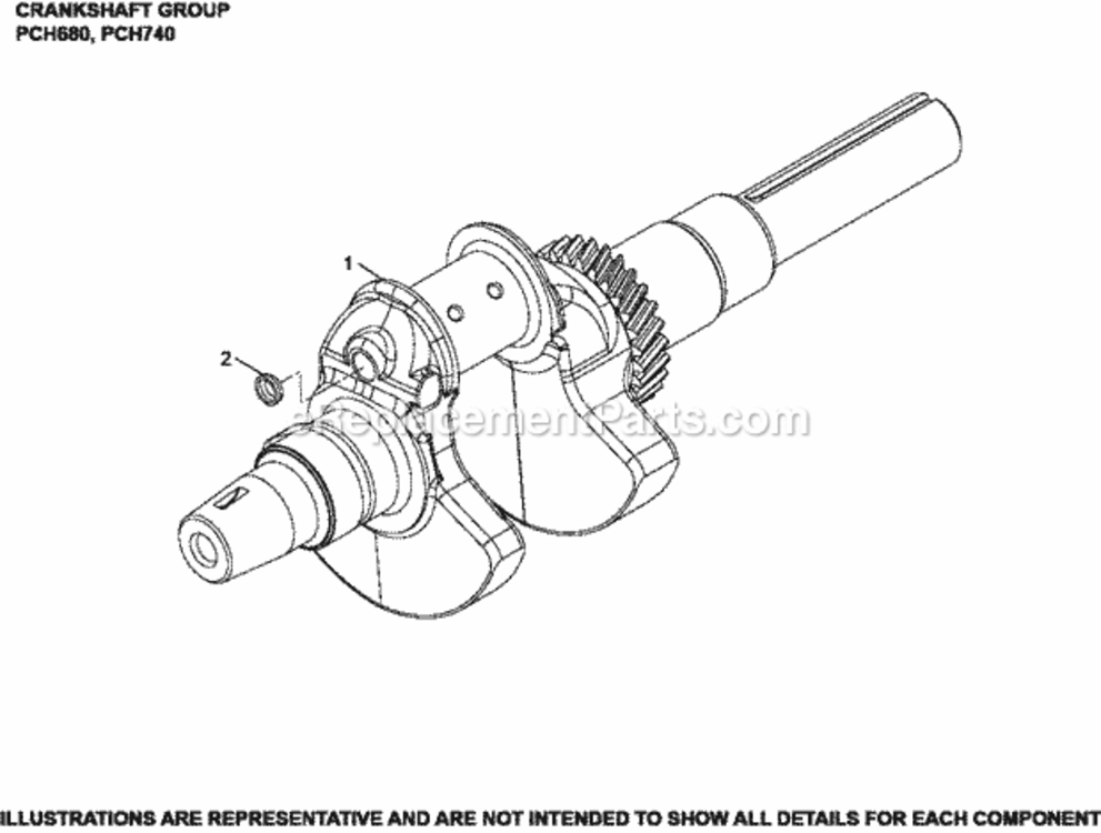 Crankshaft_Group_1-24-66_Pch680-740 Diagram and Parts List for PCH680-3001  Kohler Engine