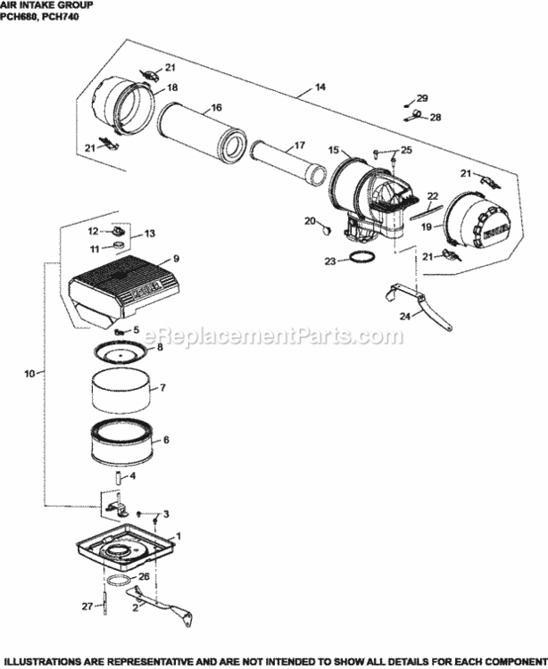 Air_Intake_Group_10-24-505_Pch680-740 Diagram and Parts List for PCH680-3003  Kohler Engine
