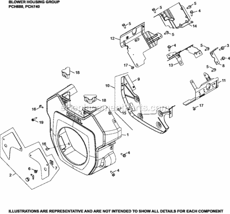 Blower_Housing_Group_6-24-548_Pch680-740 Diagram and Parts List for PCH740-3005  Kohler Engine