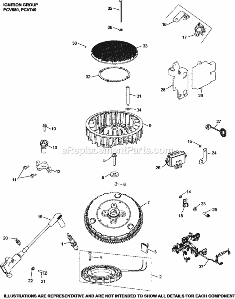 Page J Diagram and Parts List for PCV680-3011  Kohler Engine