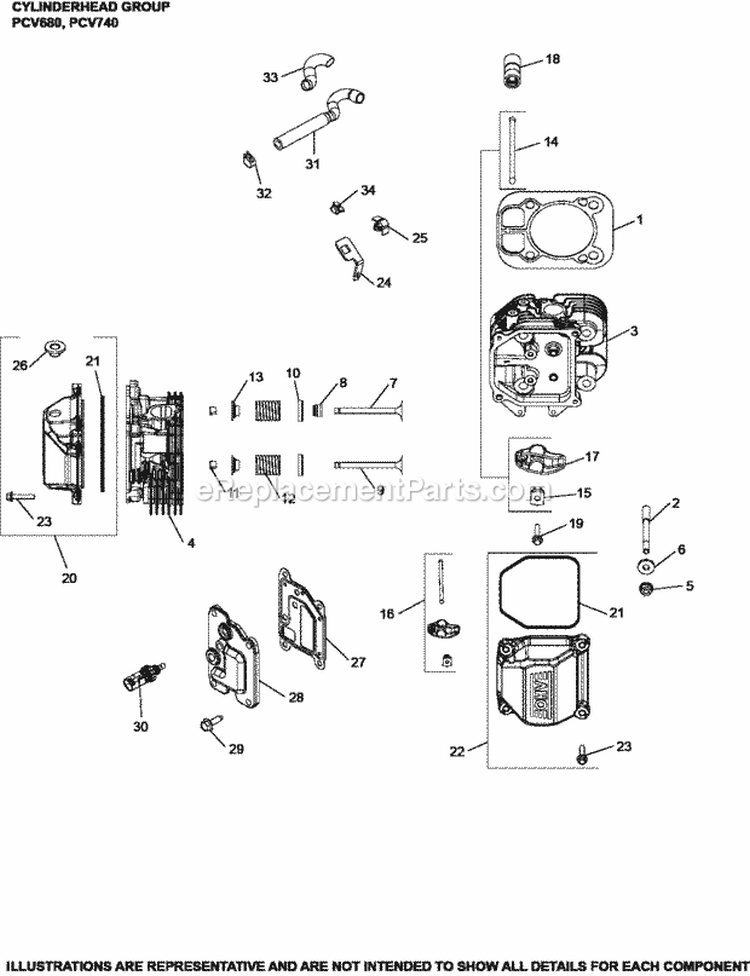 Page E Diagram and Parts List for PCV740-3011  Kohler Engine