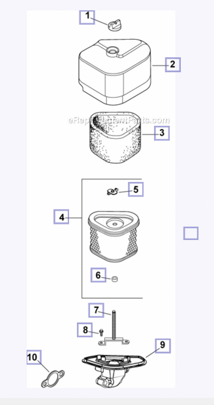 Air IntakeFiltration Diagram and Parts List for PH-XT675  Kohler Engine