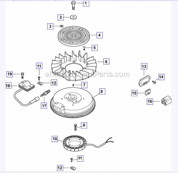 IgnitionElectrical Diagram and Parts List for PH-XT675  Kohler Engine